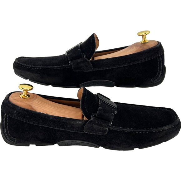 Salvatore Ferragamo Men size 8 Black Suede Bit Driving Loafers Dress Shoes Italy - Picture 4 of 12